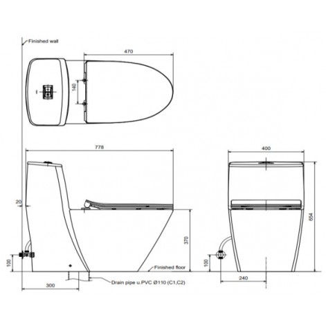 Combo khuyen mai bon cau lien 1 khoi inax AC-919VRN goi i21 chinh hang - Vat tu gia re