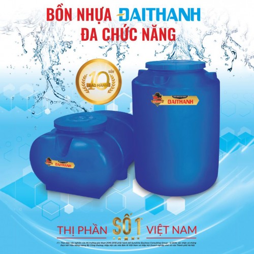 Bồn chứa nước nhựa PE Tân Á Đại Thành 500L nằm chính hãng - Vật tư giá rẻ