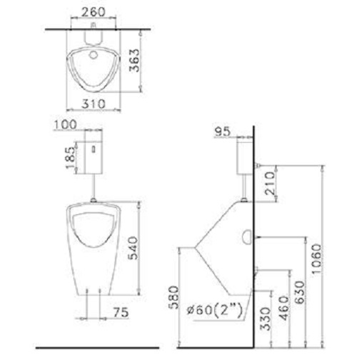 Bồn tiểu nam Caesar U0262 chính hãng - Vật tư giá rẻ