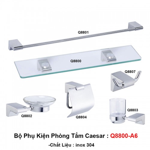 Bộ phụ kiện phòng tắm Caesar Q8800-A6 chính hãng - Vật tư giá rẻ